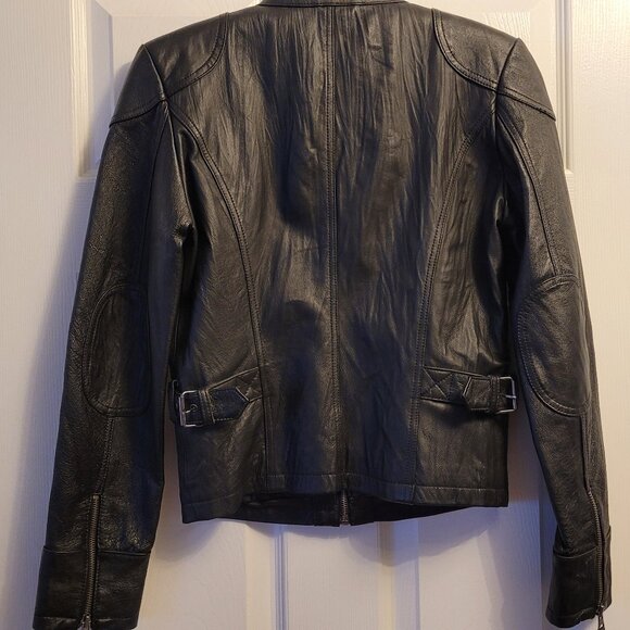 URBAN BEHAVIOR  Black Leather Moto Jacket- New Condition! - Picture 4 of 9